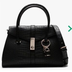 Guess Asher croc embossed black satchel handbag New with tag